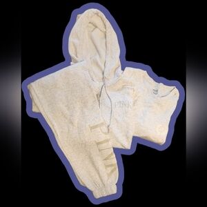 PINK Victoria's Secret-Light Gray Hoodie & Joggers Set